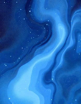 The primary subject of the image is a blue and white starry background. The setting is a space with a blue background, and the visual style is a digital art or illustration. The dominant colors are blue and white, creating a serene and calming atmosphere.