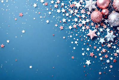 The primary subject of the image is a blue background with a pattern of stars. The setting is a space with a starry pattern, and the visual style is a digital art or illustration. The dominant colors are blue and white, creating a calm and serene atmosphere.