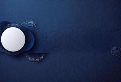 The primary subject of the image is a white circle with a blue background. The circle is surrounded by a pattern of dots, which adds visual interest to the scene. The setting appears to be a dark blue background, which contrasts with the white circle and the dots. The visual style of the image is a combination of digital art and illustration, creating a unique and eye-catching design. The colors and mood of the image are predominantly dark and moody, with the white circle and dots providing a touch of
