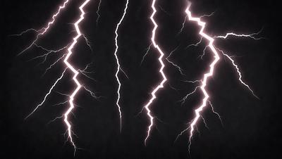 The primary subject of the image is a series of lightning bolts, which are the main objects in the scene. The setting is a dark background, which contrasts with the lightning bolts. The visual style is a black and white image, giving it a classic and dramatic appearance. The dominant colors are black and white, with the lightning bolts being the main focus and creating a striking contrast against the dark background.
