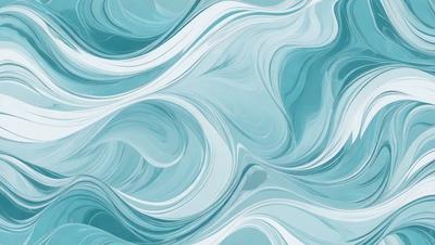 The primary subject of the image is a blue and white ocean wave. The setting is a blue ocean, and the visual style is a digital art or illustration. The dominant colors are blue and white, creating a calm and serene atmosphere.