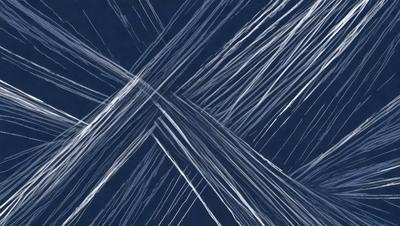 The primary subject of the image is a blue background with a white cross drawn on it. The setting is a dark blue background, which contrasts with the white cross. The visual style is a combination of drawing and digital art, creating a unique and artistic representation of the cross. The colors and mood of the image are predominantly dark and moody, with the white cross standing out against the blue background.