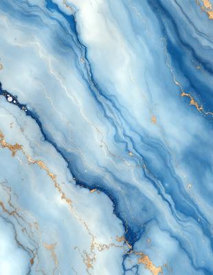 The primary subject of the image is a blue and gold marble wall. The setting is a room with a blue and gold marble wall, which serves as the background. The visual style is a close-up of the marble wall, showcasing its intricate patterns and textures. The dominant colors are blue and gold, creating a luxurious and elegant atmosphere.