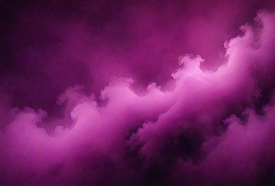 The primary subject of the image is a purple cloud, which is the main object, scene, or focus of the image. The setting or background of the image is a purple sky, which adds to the overall atmosphere. The visual style of the image is a digital art or illustration, as it is a computer-generated or digitally created image. The dominant colors in the image are purple and pink, creating a calming and serene mood.