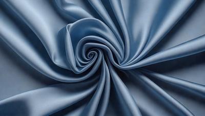 The primary subject of the image is a blue fabric, possibly a piece of cloth or a curtain, with a spiral pattern. The setting is a room with a blue background, and the visual style appears to be a digital art or illustration. The dominant colors are blue and white, creating a calm and serene atmosphere.