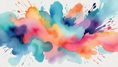 The primary subject of the image is a colorful, abstract painting. The painting features a mix of colors, including blue, pink, and orange, creating a vibrant and lively atmosphere. The setting is a white background, which allows the colors of the painting to stand out. The visual style of the painting is a combination of digital art and illustration, giving it a unique and artistic appearance. Overall, the painting evokes a sense of creativity and energy.