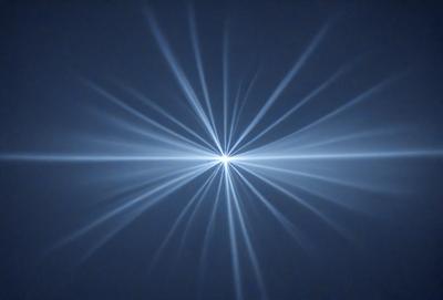 The primary subject of the image is a bright light source, possibly a star or a light bulb, shining in the dark. The setting is a blue sky, which provides a contrasting background for the light source. The visual style of the image is a combination of a photo and a digital art, as it captures the light source in a unique and artistic manner. The colors and mood of the image are predominantly dark and moody, with the bright light source standing out against the dark sky.