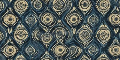 The primary subject of the image is a pattern of circles, which are arranged in a blue and white color scheme. The setting is a blue background, and the visual style appears to be a combination of a photo and a digital art or illustration. The circles are arranged in a way that creates a sense of depth and complexity, giving the overall atmosphere a sense of intricacy and visual interest.
