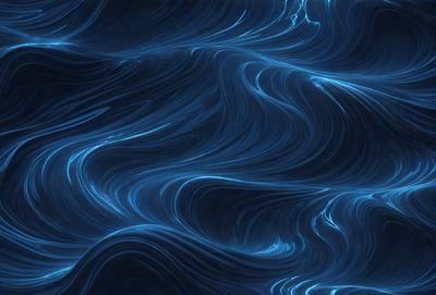 The primary subject of the image is a blue ocean with waves. The setting is the ocean, and the visual style is a digital art or illustration. The dominant colors are blue and white, creating a serene and calming atmosphere.