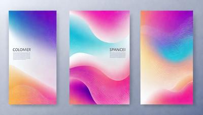 The primary subject of the image is a colorful poster featuring a pink and blue design. The setting is a wall, and the visual style is a combination of digital art and illustration. The poster has a vibrant and lively atmosphere, with the dominant colors being pink and blue.