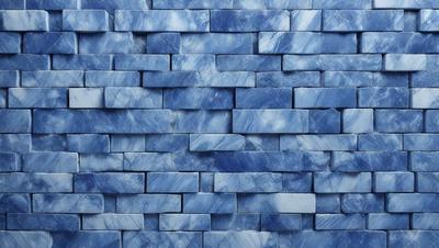The primary subject of the image is a blue brick wall. The setting is a blue brick wall with a blue and white pattern. The visual style is a photo of a blue brick wall. The dominant colors are blue and white, creating a calm and soothing atmosphere.