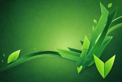 The primary subject of the image is a green leafy plant. The setting is a green background, which creates a lush and vibrant atmosphere. The visual style is a digital art or illustration, giving the image a clean and modern appearance. The colors and mood are predominantly green, which is associated with nature, growth, and tranquility.