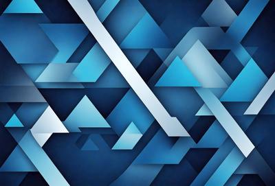 The primary subject of the image is a blue and white geometric pattern. The setting is a blue background, and the visual style is digital art. The dominant colors are blue and white, creating a calm and soothing atmosphere.