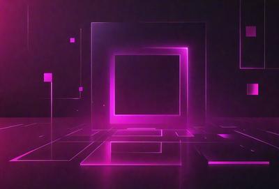 The primary subject of the image is a large, pink, three-dimensional box. The setting is a dark room with a purple background, creating a contrasting and dramatic atmosphere. The visual style is a combination of digital art and illustration, giving the box a unique and eye-catching appearance. The colors and mood of the image are predominantly pink and purple, evoking a sense of mystery and intrigue.