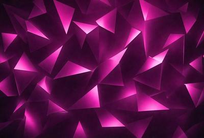 The primary subject of the image is a large, pink, geometric pattern. The pattern is composed of many small triangles, creating a visually striking and unique design. The setting is a dark background, which contrasts with the bright pink color of the pattern. The visual style of the image is a combination of digital art and illustration, as the pattern is created using a computer-generated design. The dominant colors in the image are pink and purple, giving the pattern a warm and inviting atmosphere.