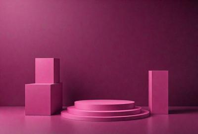 The primary subject of the image is a pink wall with a purple background. The setting is a room with a pink floor and a pink table. The visual style is a photo, and the colors and mood are predominantly pink and purple, creating a warm and inviting atmosphere.