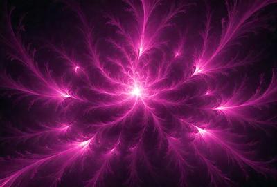 The primary subject of the image is a purple, pink, and orange floral pattern. The setting is a dark background, which contrasts with the vibrant colors of the floral pattern. The visual style is a combination of digital art and illustration, creating a unique and eye-catching design. The dominant colors in the image are purple, pink, and orange, which evoke a sense of warmth and energy.