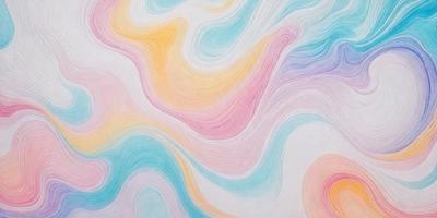 The primary subject of the image is a colorful, swirling pattern that resembles a painting or a digital artwork. The setting is a wall, and the visual style appears to be a combination of a photo and a digital artwork. The colors and mood of the image are vibrant and lively, with a mix of blue, yellow, and pink hues.