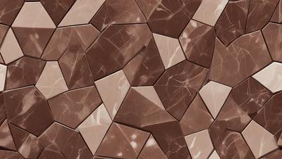 The primary subject of the image is a brown marble tile with a pattern of triangles. The setting is a wall, and the visual style is a close-up of the tile. The colors and mood of the image are warm and earthy, with the brown marble tiles creating a natural and elegant appearance.