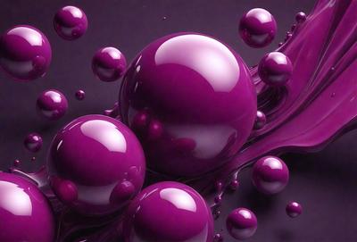 The primary subject of the image is a close-up of a purple liquid, which appears to be a viscous substance. The setting is a dark background, which contrasts with the purple liquid. The visual style is a digital art or illustration, as the purple liquid is depicted in a detailed and realistic manner. The colors and mood of the image are predominantly purple, creating a sense of depth and intensity.