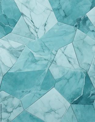 The primary subject of the image is a marble tile with a blue and white pattern. The setting is a bathroom, and the visual style is a photo. The dominant colors are blue and white, creating a clean and elegant atmosphere.