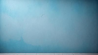 The primary subject of the image is a blue wall with a white border. The setting is a room with a wooden floor. The visual style is a photo, and the dominant colors are blue and white. The overall atmosphere is calm and serene.