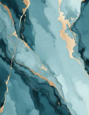 The primary subject of the image is a blue and gold marble-like pattern. The setting is a blue and gold marble-like surface, which is the main object, scene, or focus of the image. The visual style is a combination of a photo and digital art, creating a unique and intricate design. The colors and mood of the image are predominantly blue and gold, giving it a luxurious and elegant appearance.