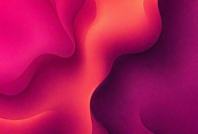 The primary subject of the image is a purple, pink, and orange abstract art piece. The setting is a pink background, and the visual style is a digital art or illustration. The dominant colors in the image are purple, pink, and orange, creating a vibrant and lively atmosphere.