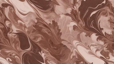 The primary subject of the image is a close-up of a marbled surface, which appears to be a patterned wallpaper or a textured stone. The setting is indoors, with the marbled surface serving as the background. The visual style is a combination of a photo and a digital art, as the marbled surface appears to be a blend of natural and artificial elements. The colors and mood of the image are predominantly brown and earthy, giving it a warm and natural atmosphere.