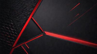 The primary subject of the image is a close-up of a black and red patterned surface. The setting appears to be a dark room, with the patterned surface being the main focus of the image. The visual style is a combination of a photo and digital art, creating a unique and intriguing appearance. The dominant colors in the image are black and red, giving the scene a bold and striking appearance.