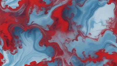 The primary subject of the image is a painting featuring a red and blue color scheme. The painting is a mix of red and blue colors, creating a visually striking and vibrant scene. The setting is a canvas, and the visual style appears to be a combination of digital art and illustration. The dominant colors in the painting are red and blue, creating a bold and lively atmosphere.