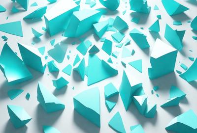 The primary subject of the image is a collection of blue and white triangles, which are arranged in various shapes and sizes. The setting is a white background, which provides a clean and uncluttered environment for the triangles. The visual style is a combination of digital art and illustration, as the triangles are created using a computer program or digital drawing tool. The dominant colors are blue and white, giving the image a calm and soothing atmosphere.