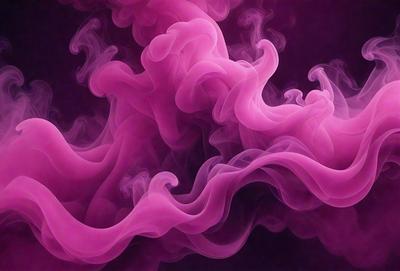 The primary subject of the image is a pink, purple, and white smoke or mist. The setting is a dark background, which contrasts with the vibrant colors of the smoke. The visual style appears to be a digital art or illustration, as the smoke is depicted in a detailed and artistic manner. The colors and mood of the image are predominantly pink and purple, creating a sense of warmth and elegance.