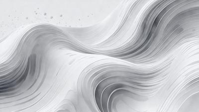 The primary subject of the image is a large, white, flowing wave. The wave is the main focus of the image, and it appears to be a digital art or illustration. The setting is a white background, which provides a clean and minimalist appearance. The visual style gives the impression of a dynamic and powerful force, with the wave's movement and the white background creating a sense of depth and dimension. The colors and mood of the image are predominantly white, which adds to the sense of calmness and tranqu