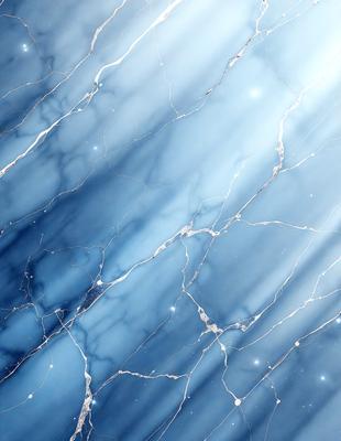 The primary subject of the image is a blue marble wall with a white and blue pattern. The setting is a room with a blue and white marble wall, and the visual style is a photo. The dominant colors are blue and white, creating a calm and serene atmosphere.
