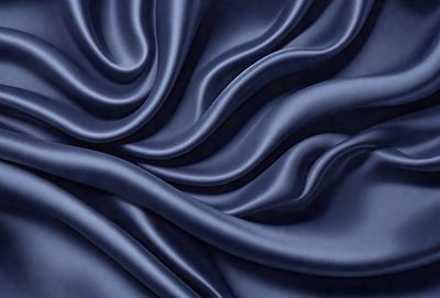 The primary subject of the image is a blue fabric, which appears to be a piece of cloth or a curtain. The setting is a dark background, which contrasts with the blue fabric. The visual style is a close-up of the blue fabric, showcasing its texture and details. The colors and mood of the image are predominantly blue, creating a calm and serene atmosphere.
