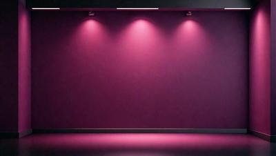 The primary subject of the image is a large, purple wall with a pink hue. The setting is a room with a purple background, and the visual style appears to be a photo. The dominant colors and overall atmosphere of the image are pink and purple, creating a warm and inviting ambiance.