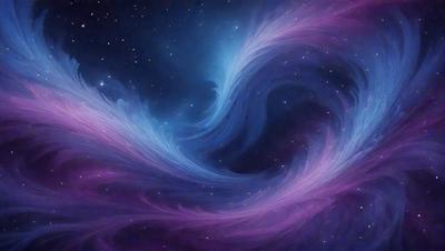 The primary subject of the image is a purple swirl, which appears to be a digital art or illustration. The setting is a night sky, with stars visible in the background. The visual style gives the impression of a painting or a digital artwork. The colors and mood of the image are predominantly purple, creating a sense of mystery and beauty.