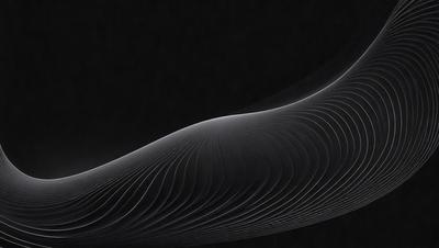 The primary subject of the image is a large, curved, and wavy line that appears to be a part of a larger pattern. The setting is a dark background, which contrasts with the line and adds a dramatic effect to the image. The visual style is a combination of digital art and illustration, creating a unique and eye-catching design. The colors and mood of the image are predominantly dark, with the wavy line serving as a focal point that draws the viewer's attention.