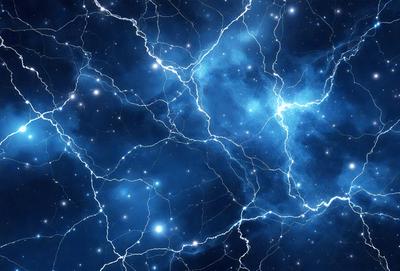 The primary subject of the image is a blue and white nebula, which is a cloud of gas and dust in space. The setting is a dark, starry sky, with the nebula being the main focus of the image. The visual style is a combination of a photo and digital art, creating a unique and captivating representation of the celestial object. The colors and mood of the image are predominantly blue and white, with a sense of wonder and awe, as the viewer is drawn into the