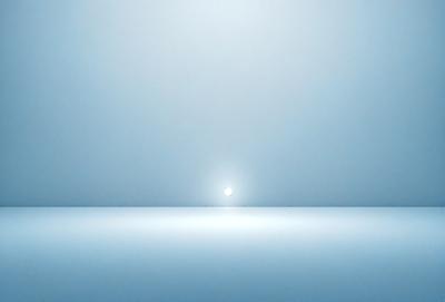 The primary subject of the image is a bright light source, which appears to be a light bulb or a light source in the distance. The light source is located in the middle of the scene, and it is surrounded by a blue background. The visual style of the image is a combination of a photo and digital art, creating a unique and captivating atmosphere. The colors and mood of the image are predominantly blue, with the light source being the main focal point, and the surrounding environment appearing calm and serene.