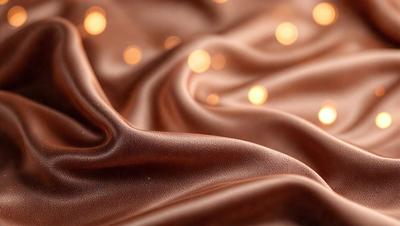 The primary subject of the image is a brown fabric with a pattern of lights on it. The setting is a close-up of the fabric, showcasing its texture and pattern. The visual style is a realistic representation of the fabric, with no indication of digital art or illustration. The colors and mood of the image are warm and inviting, with the brown fabric and the lights creating a cozy and comfortable atmosphere.