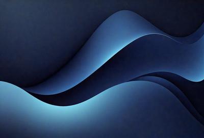 The primary subject of the image is a blue wave, which is the main object, scene, or focus of the image. The setting or background is a dark blue surface, which creates a contrasting and dramatic atmosphere. The visual style of the image is digital art, as it is a digital representation of a wave. The dominant colors in the image are blue and black, which contribute to the overall mood of the artwork.