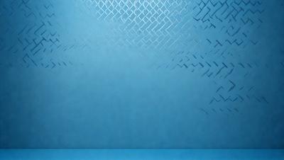The primary subject of the image is a blue wall with a pattern of white shapes. The setting is a room with a blue background, and the visual style appears to be a combination of a photo and digital art. The dominant colors are blue and white, creating a calm and soothing atmosphere.