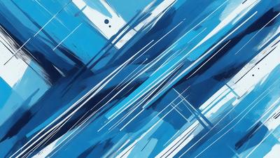 The primary subject of the image is a blue and white painting featuring a blue background with white streaks. The setting is a painting, and the visual style is artistic. The dominant colors are blue and white, creating a calm and serene atmosphere.