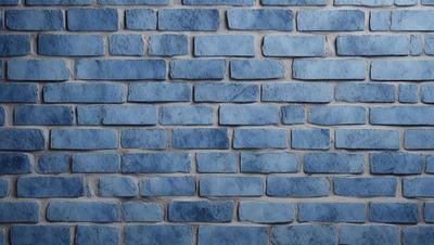 The primary subject of the image is a blue brick wall. The setting is a brick wall, and the visual style is a photo. The dominant colors are blue and white, creating a calm and serene atmosphere.