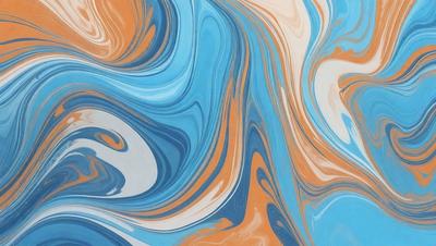 The primary subject of the image is a blue and orange swirling pattern, which appears to be a painting or a digital artwork. The setting is a blue and orange background, creating a vibrant and lively atmosphere. The visual style is a mix of digital art and painting, with the swirling pattern resembling a watercolor painting. The colors and mood of the image are energetic and dynamic, with the blue and orange hues evoking a sense of movement and liveliness.