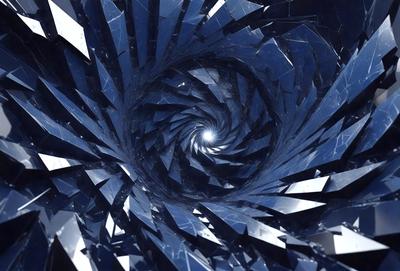 The primary subject of the image is a spiral pattern, which is the main object, scene, or focus of the image. The spiral pattern is set against a blue background, giving it a vibrant and lively appearance. The visual style of the image is a combination of photo and digital art, creating a unique and intriguing visual effect. The colors and mood of the image are predominantly blue, which adds to the overall atmosphere and gives the spiral pattern a sense of depth and dimension.