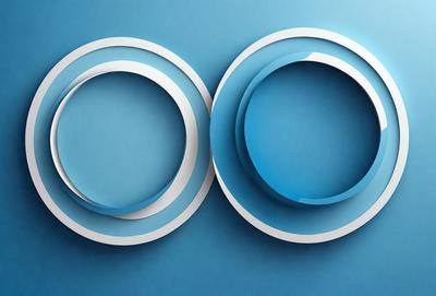 The primary subject of the image is a blue wall with three white circles on it. The circles are arranged in a triangular pattern, with one circle in the center and the other two positioned on either side. The setting is a blue wall, and the visual style appears to be a combination of digital art and illustration. The dominant colors in the image are blue and white, creating a calm and serene atmosphere.