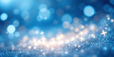 The primary subject of the image is a blue background with a pattern of white stars. The setting is a space-like environment, and the visual style appears to be a digital art or illustration. The dominant colors are blue and white, creating a calm and serene atmosphere.